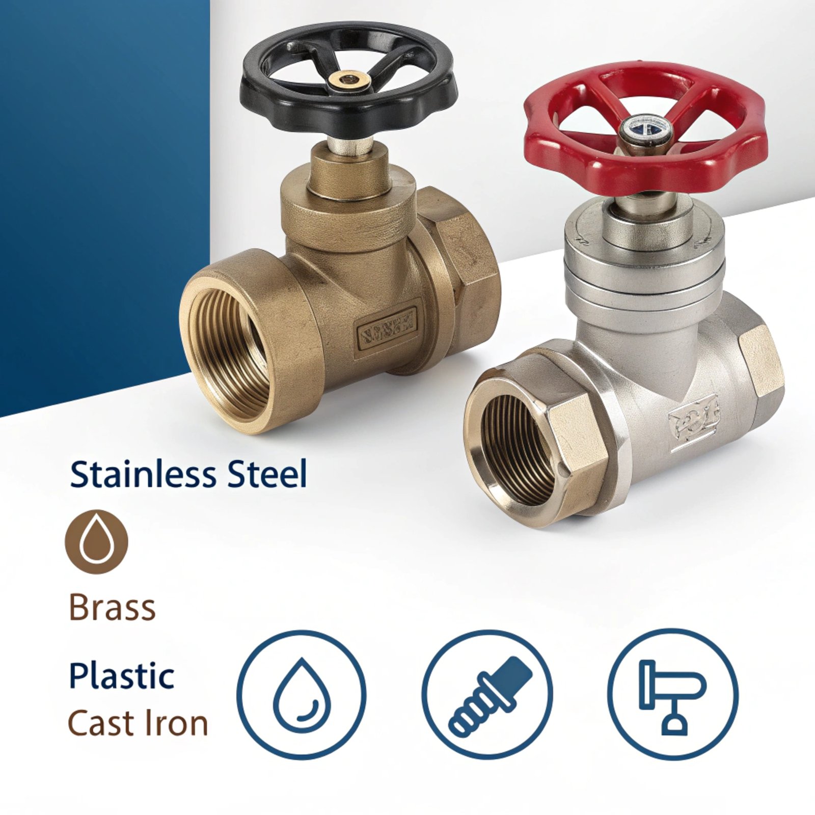 Stainless steel and brass valves, durable and reliable materials