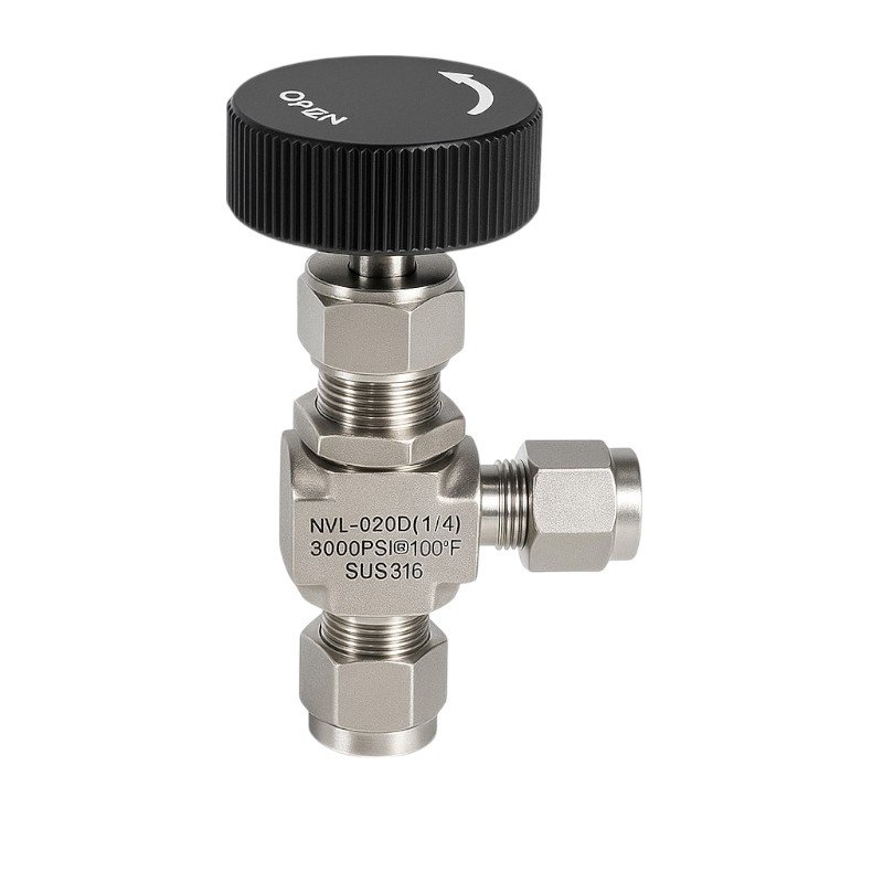 90° angled twin ferrule needle valve​