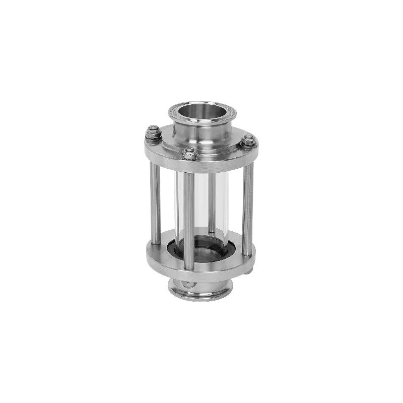 Clamp end sanitary sight glass with stainless steel and glass construction, hygienic tri-clamp sight glass for monitoring liquid flow in food, beverage, dairy, and pharmaceutical pipelines