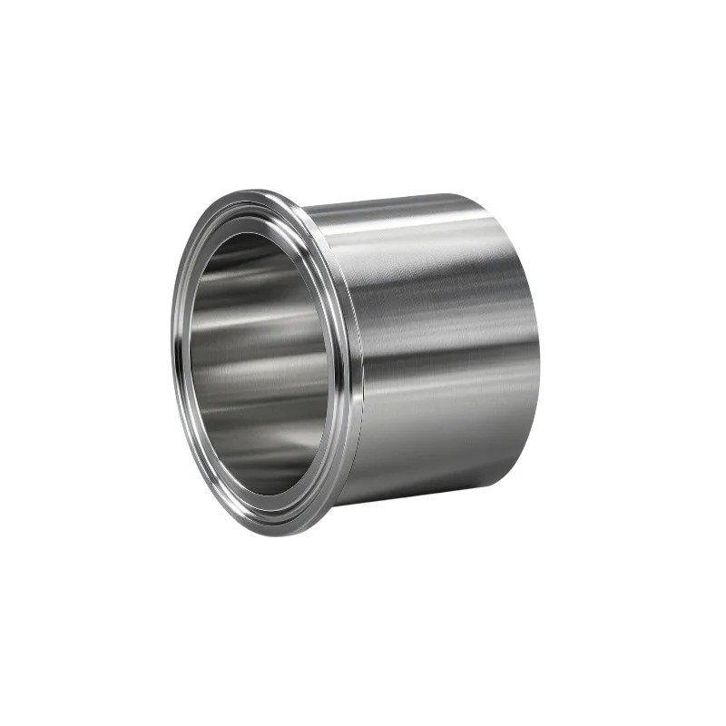 Stainless steel long tri-clamp weld ferrule for sanitary process piping, welding connection in food, beverage, dairy, and pharmaceutical industries
