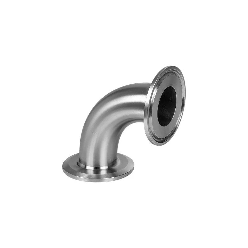 Stainless steel sanitary clamp end 90 degree elbow fitting, tri-clamp elbow for food, beverage, dairy, brewery, and pharmaceutical processing systems