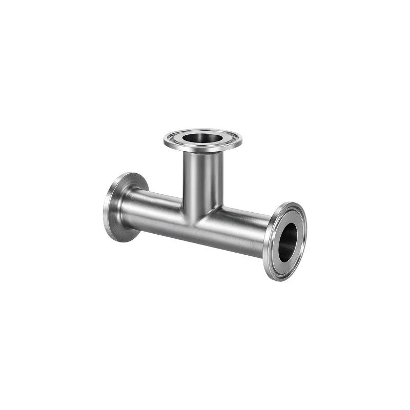 Stainless steel sanitary clamp end tee fitting, hygienic tri-clamp tee for food, beverage, dairy, brewery, and pharmaceutical process piping systems