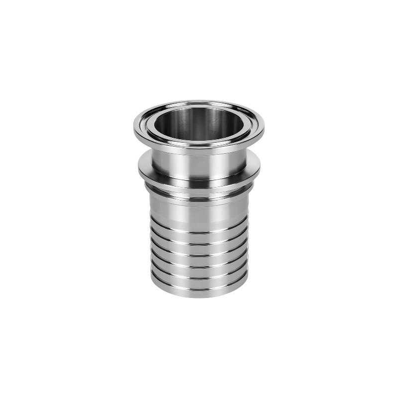 Stainless steel sanitary hose tail adapter, hygienic hose fitting for connecting flexible hoses to sanitary pipelines in food, beverage, dairy, brewery, and pharmaceutical industries