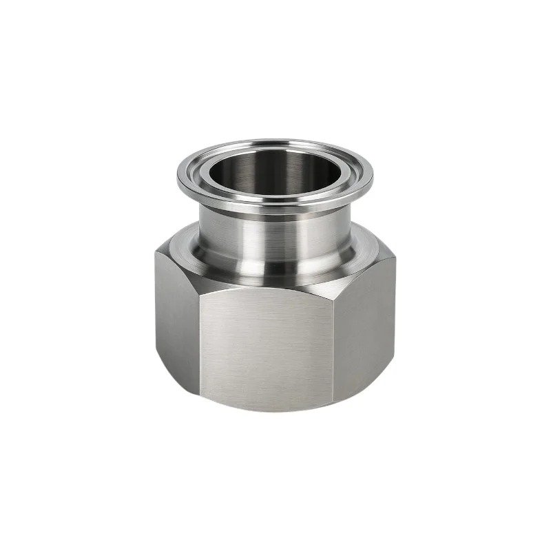 Stainless steel sanitary tri-clamp to NPT female adapter fitting, hygienic clamp to threaded female connector for process piping