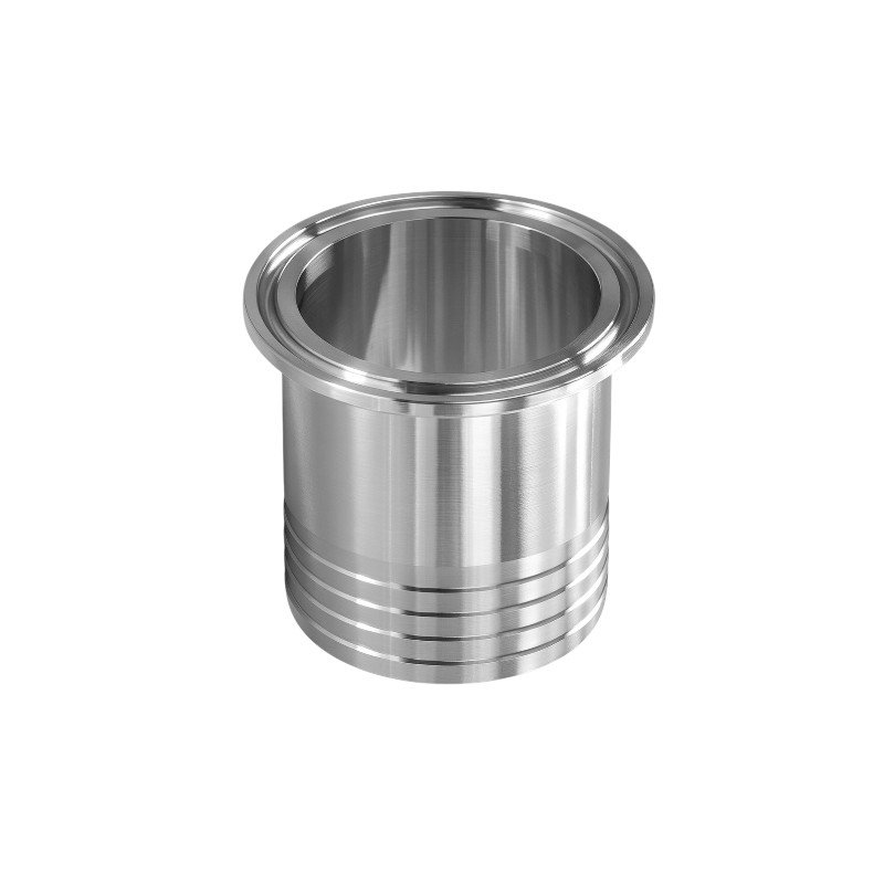 Stainless steel tri clamp hose tail sanitary hose adapter, hygienic fitting for connecting flexible hoses to tri-clamp pipelines in food, beverage, dairy, and pharmaceutical industries