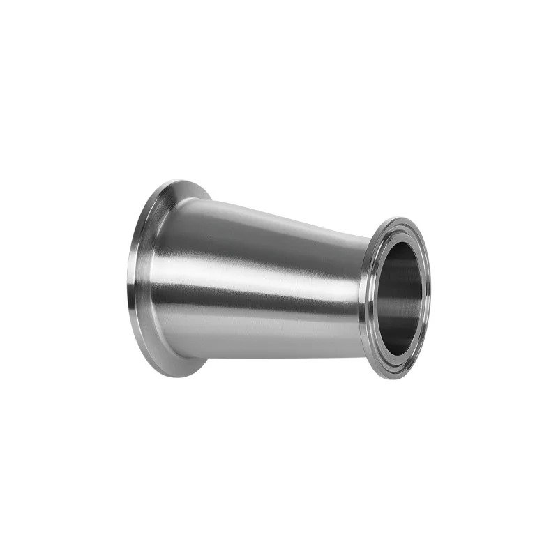 Stainless steel tri-clamp sanitary eccentric reducer, hygienic pipe reducer fitting used in food, beverage, brewery, dairy, and pharmaceutical process piping systems