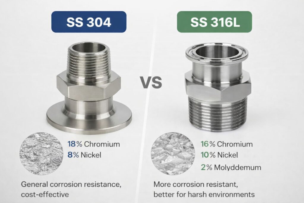 SS 304 VS SS 316L Santitary Fittings