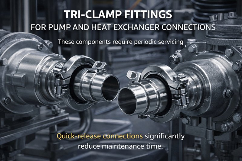 Tri-clamp fittings for Pump and heat exchanger connections
