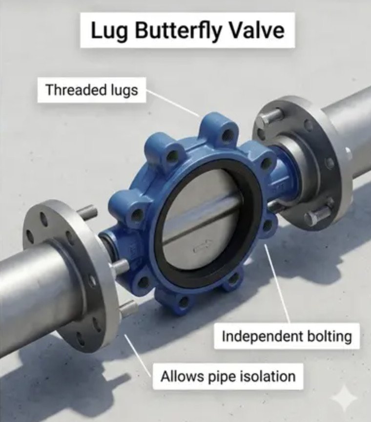 lug butterfly valve industrial oil gas pipeline