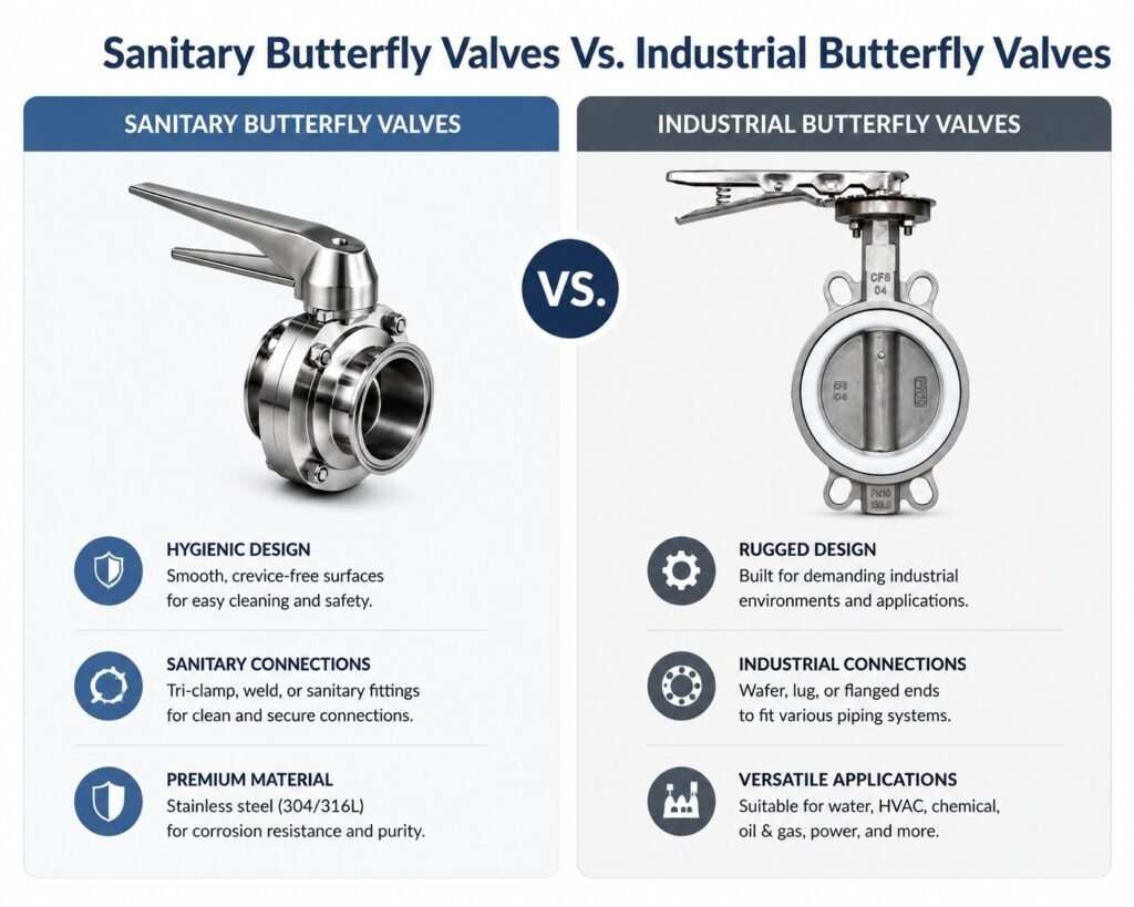 Sanitary Butterfly Valve Vs. Industrial Butterfly Valve