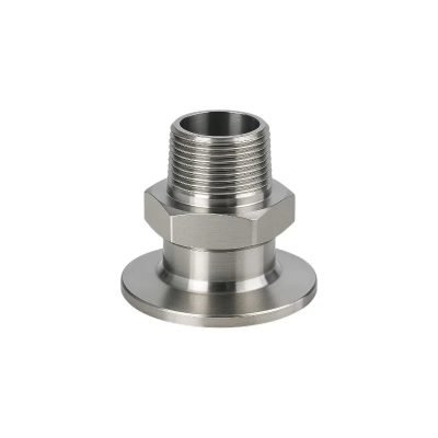 Stainless steel sanitary tri-clamp to BSP male adapter fitting, hygienic clamp to threaded male connector for food and beverage piping